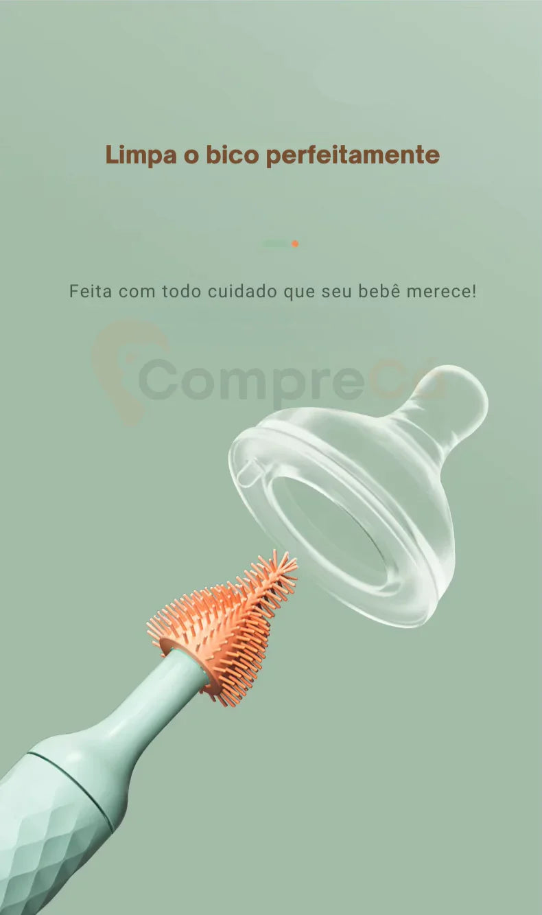 ESCOVA ELÉTRICA PARA MAMADEIRAS E CHUPETAS | PREVENÇÃO CONTRA FUNGOS E BACTÉRIAS