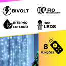 Cortina de LED Fio de Fada 300 LEDs  3x3m + Controle Remoto