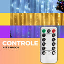 Cortina de LED Fio de Fada 300 LEDs  3x3m + Controle Remoto