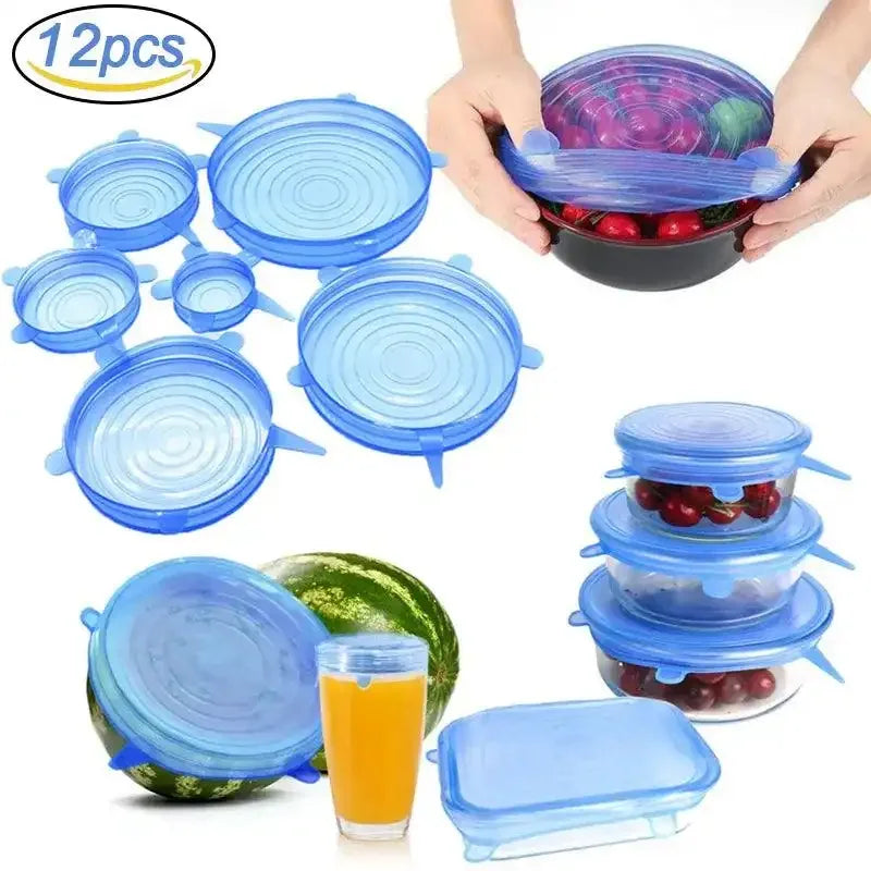 Conjunto de 6/12 Tampas de Silicone Extensíveis: Sua Solução de Vedação na Cozinha! - Compre cá