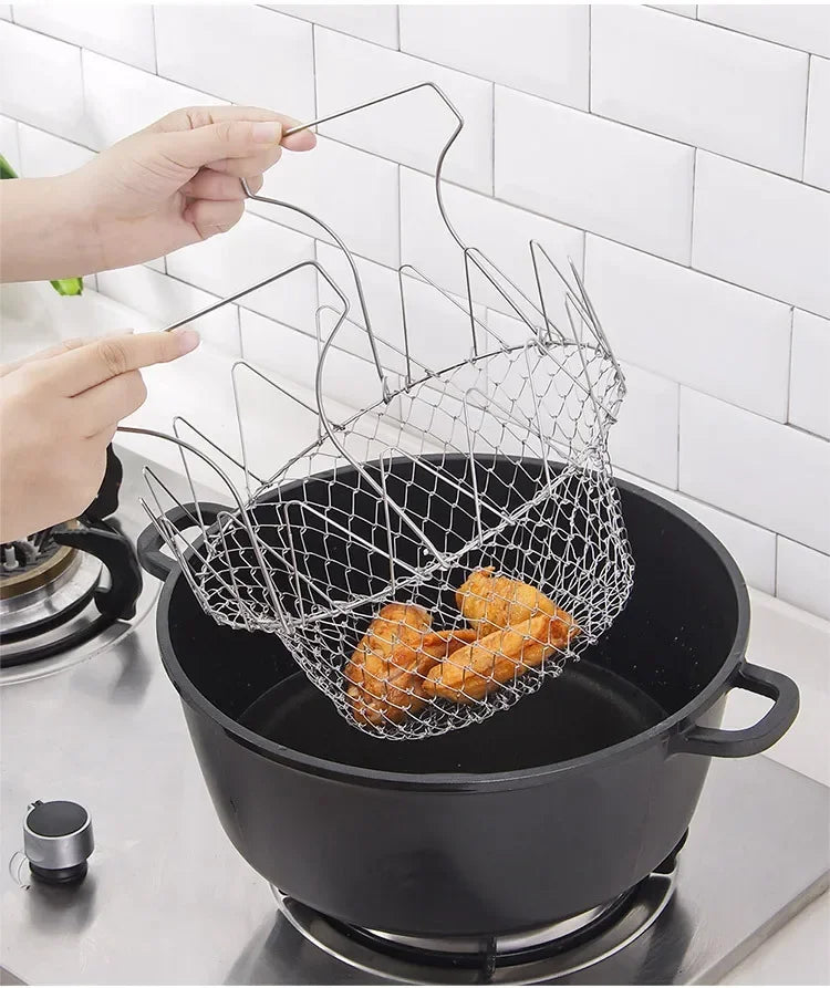 Cesta Multifuncional | Aço Inoxidável™️ + Alça de Silicone BRINDE