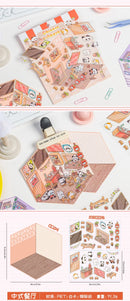 Journamm 2 Sheets Cartoon Miniature Scene Stickers DIY Cut Landscape Stickers 3D Stereoscopic Hut Hand Tent Children's Stickers
