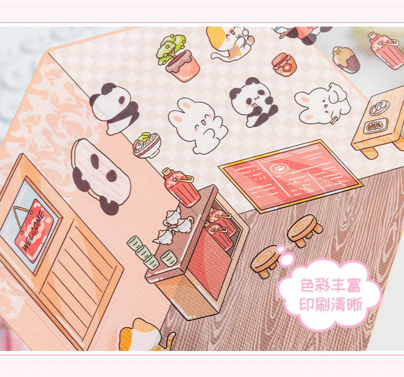 Journamm 2 Sheets Cartoon Miniature Scene Stickers DIY Cut Landscape Stickers 3D Stereoscopic Hut Hand Tent Children's Stickers