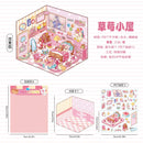 Journamm 2 Sheets Cartoon Miniature Scene Stickers DIY Cut Landscape Stickers 3D Stereoscopic Hut Hand Tent Children's Stickers