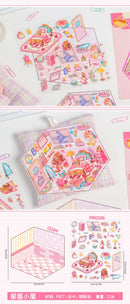 Journamm 2 Sheets Cartoon Miniature Scene Stickers DIY Cut Landscape Stickers 3D Stereoscopic Hut Hand Tent Children's Stickers