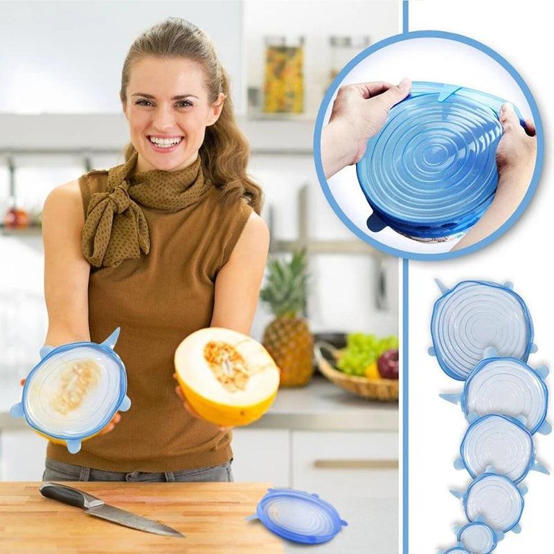 Conjunto de 6/12 Tampas de Silicone Extensíveis: Sua Solução de Vedação na Cozinha! - Compre cá