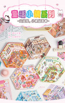 Journamm 2 Sheets Cartoon Miniature Scene Stickers DIY Cut Landscape Stickers 3D Stereoscopic Hut Hand Tent Children's Stickers