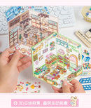 Journamm 2 Sheets Cartoon Miniature Scene Stickers DIY Cut Landscape Stickers 3D Stereoscopic Hut Hand Tent Children's Stickers