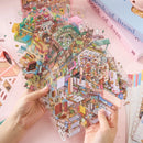 Mr Paper 49pcs Sunny Town Series miniature scene creation sticker book for DIY handbook Students Back-to-school season Gifts