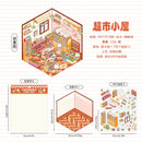 Journamm 2 Sheets Cartoon Miniature Scene Stickers DIY Cut Landscape Stickers 3D Stereoscopic Hut Hand Tent Children's Stickers
