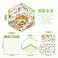Journamm 2 Sheets Cartoon Miniature Scene Stickers DIY Cut Landscape Stickers 3D Stereoscopic Hut Hand Tent Children's Stickers